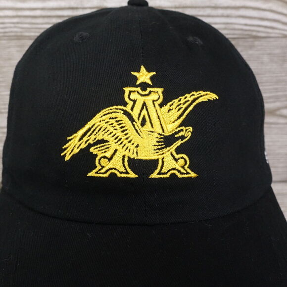 ANHEUSER BUSCH LOGO ST LOUIS BREWERY BLACK ADJUSTABLE STRAPBACK HAT CAP - Picture 2 of 8